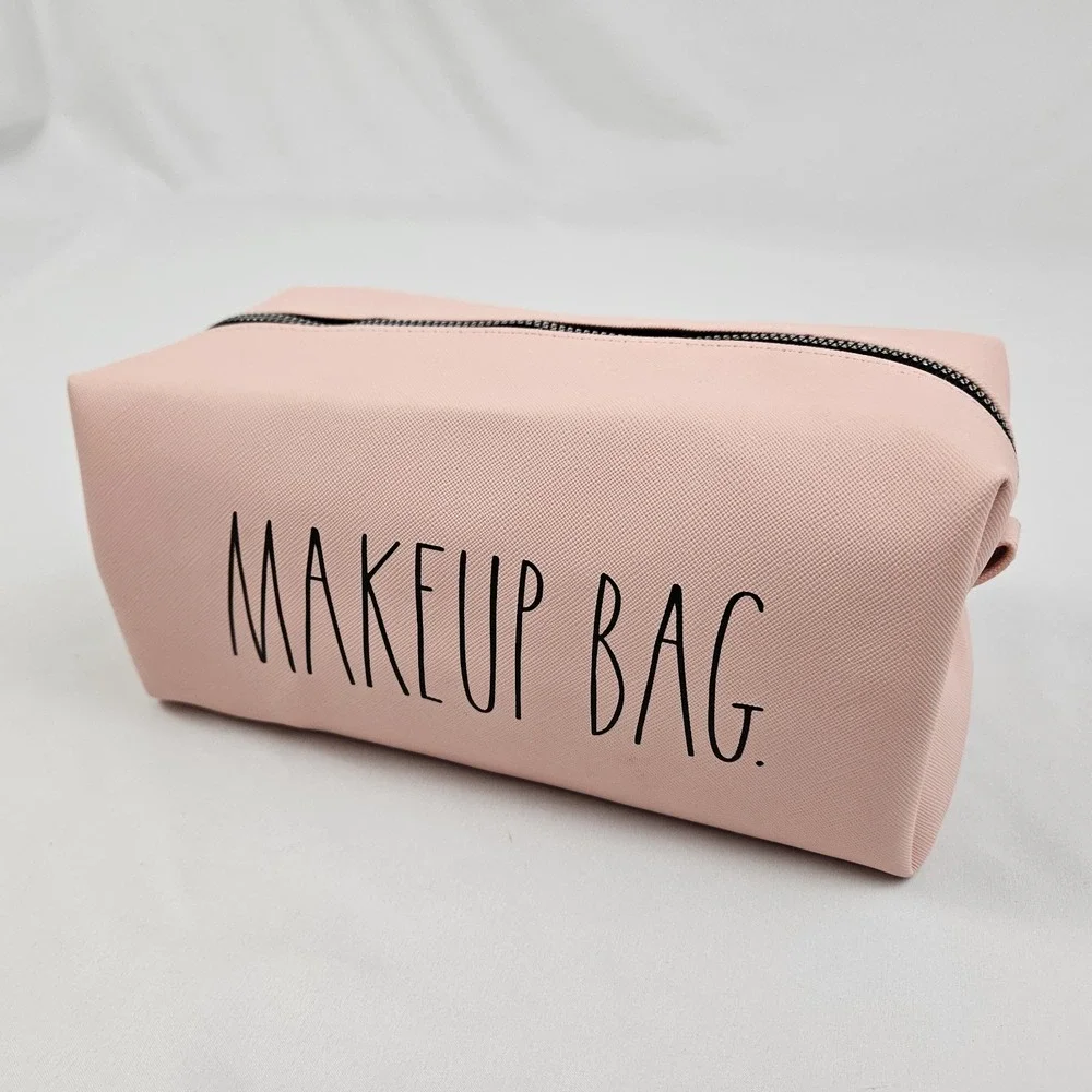 New Rae Dunn Pink Cosmetic Makeup Bag 10x5x4.5